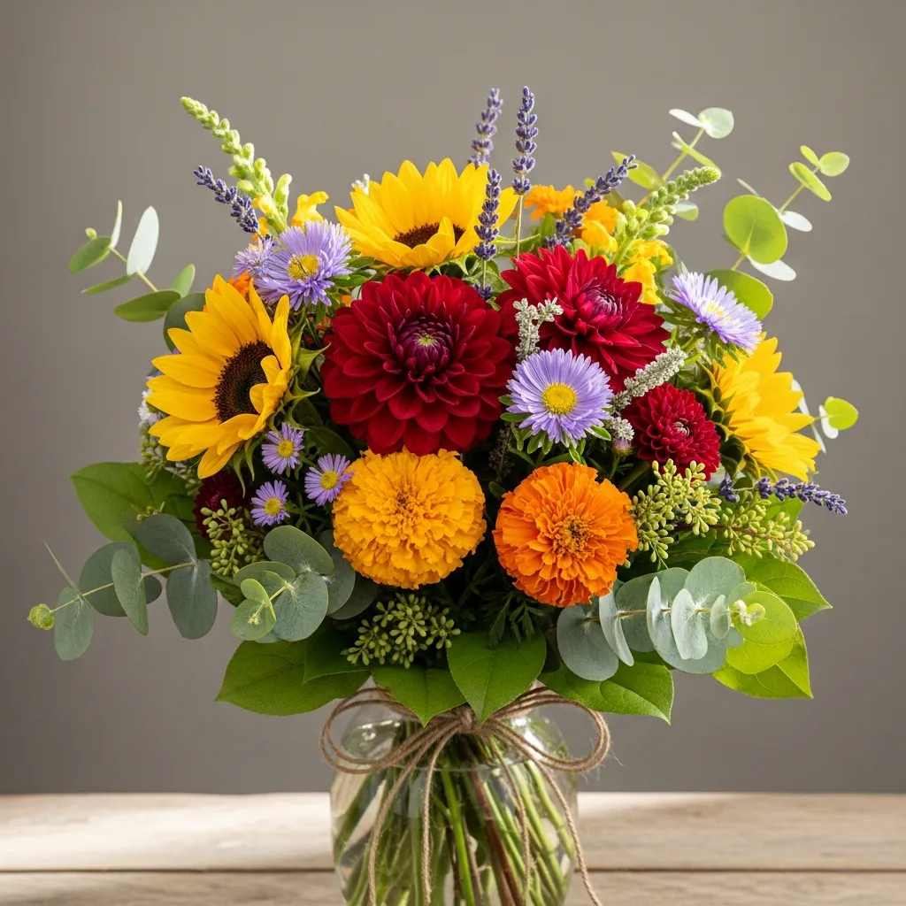 Seizoensgebonden boeket met verse bloemen